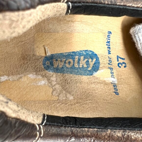 Wolky Brown Leather Metallic Walking Shoes Lace Up Size 37 EU 6 US - Picture 9 of 10